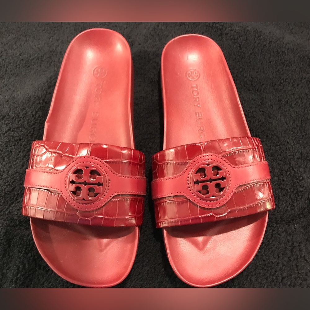 Tory Burch Cherry Red Slide Sandals